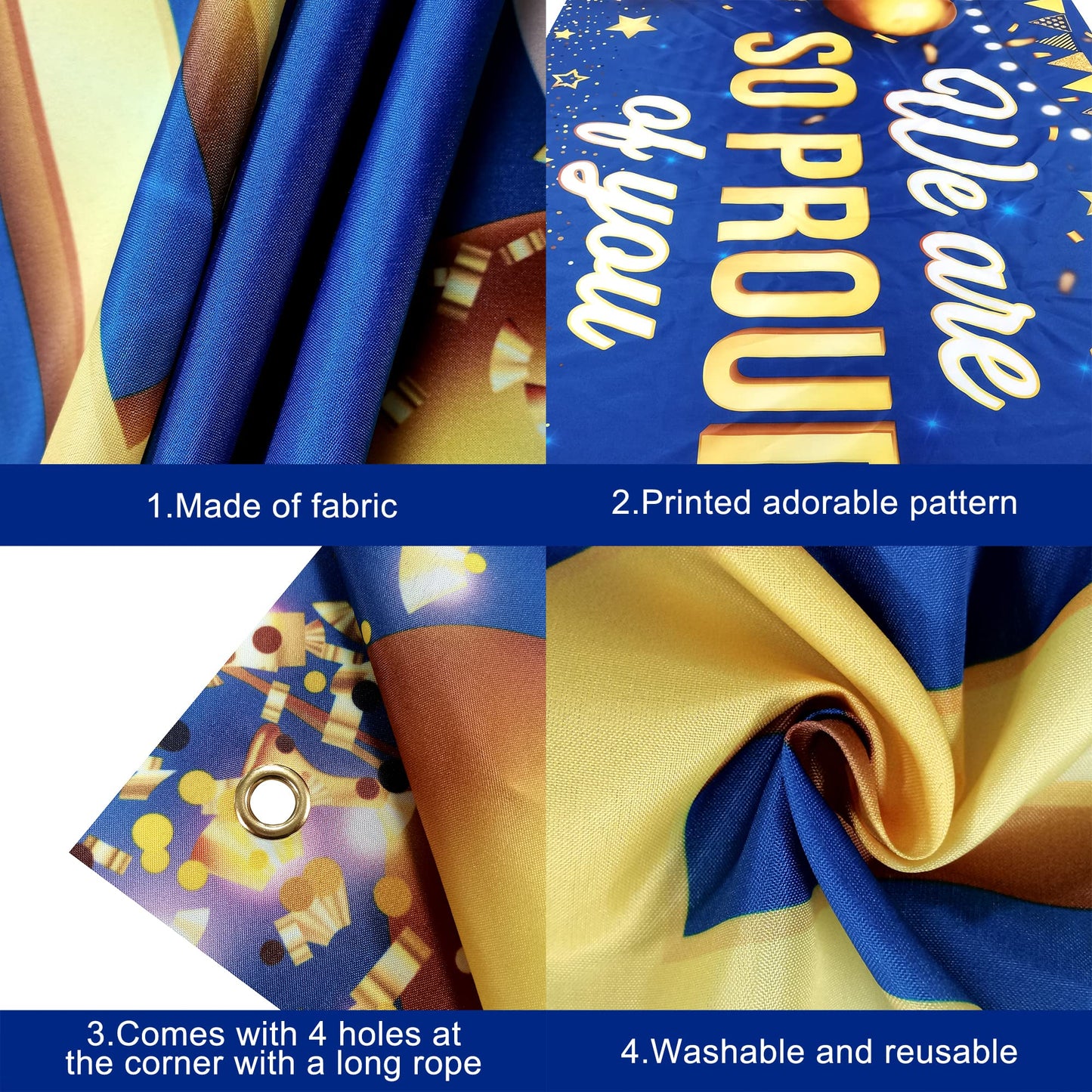 KatchOn, Blue We are So Proud of You Banner - XtraLarge, 72x44 Inch | Graduation Banner Congratulations Banner for Congratulations Decorations | Grad Backdrop for Graduation Decorations 2026