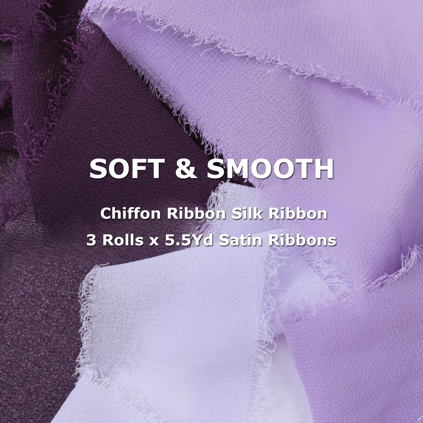 Silk Ribbon Fringe 1-1/2 inch x 16.5 Yard Handmade Ribbons 3 Rolls for Gift Wrapping, Wedding Invitations, Bridal Bouquets, Crafts, Flower Bouquet (Purple)