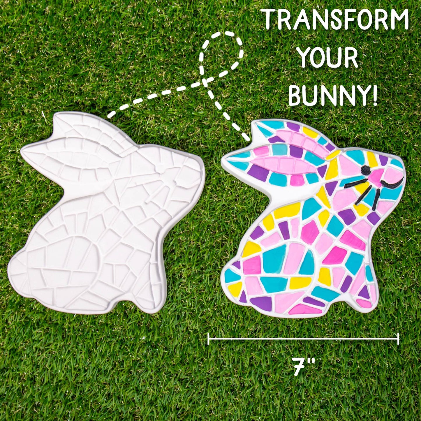 Paint Your Own Bunny Garden Stone, Craft Kits, Stepping Stones Kit for Kids, Ceramics to Paint, Ages 6+