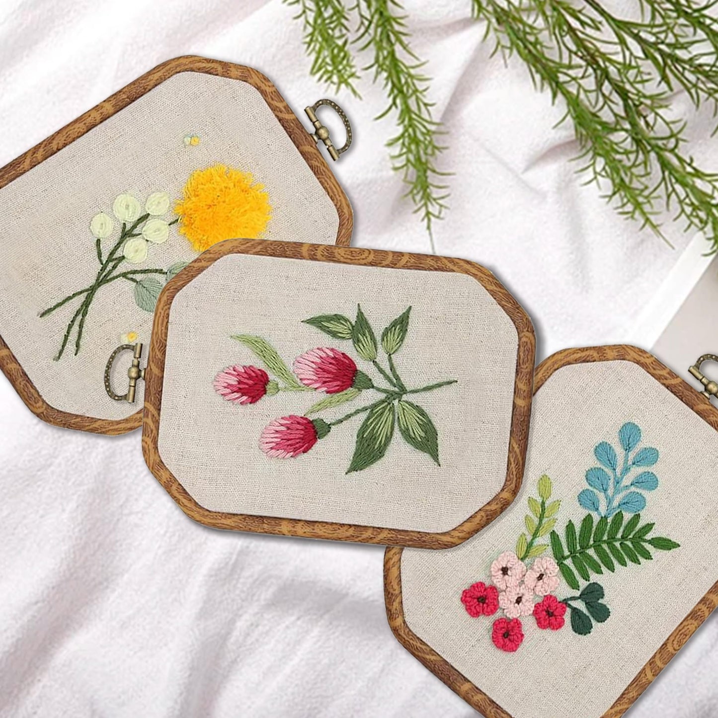 Maydear 3 Pack Embroidery Starter Kit with Pattern, Stamped Cross Stitch Kits for Beginners Adults with Embroidery Hoop and Instructions, Hand Embroidery Kit (B Set Embroidery Starter Kit)