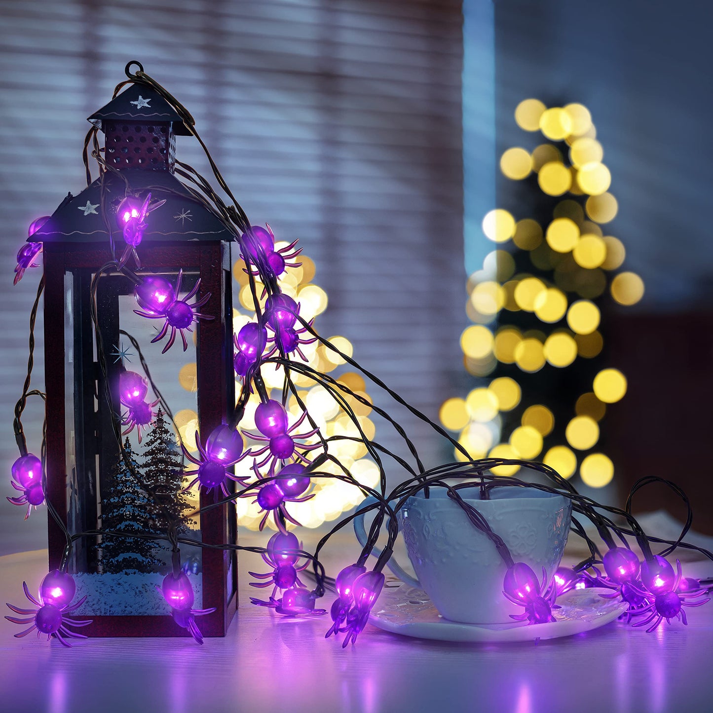 Oopswow Halloween Decor Spider String Lights, Solar String Light,2PACK 20ft 30 LED Outdoor Decorative Lights for Patio, Garden, Gate, Yard, Halloween Christmas Decoration (2Pack,Spider)