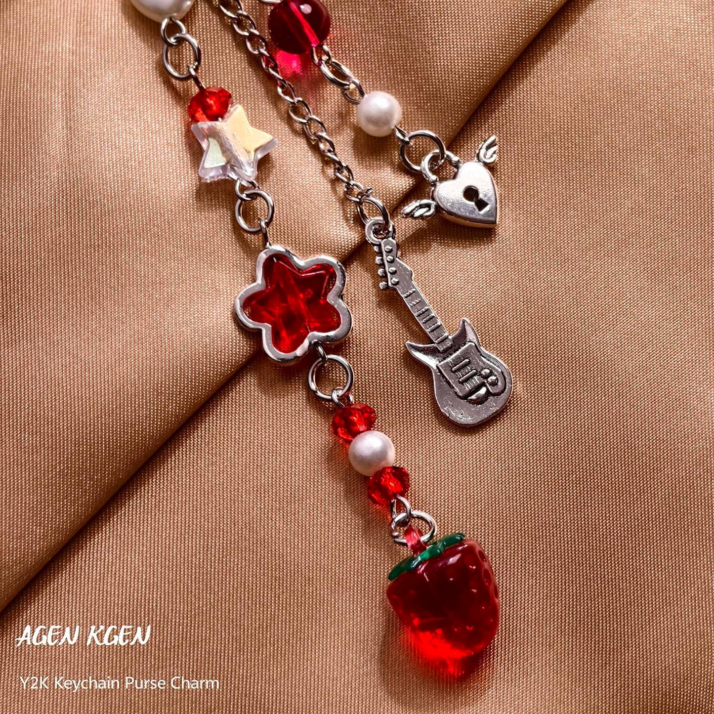 AGEN KGEN Novelty keychains Aesthetic Y2K Keychain Charms Stylish Keychains Accessories for Women Bag Purse Gifts (1x Red Strawberry)