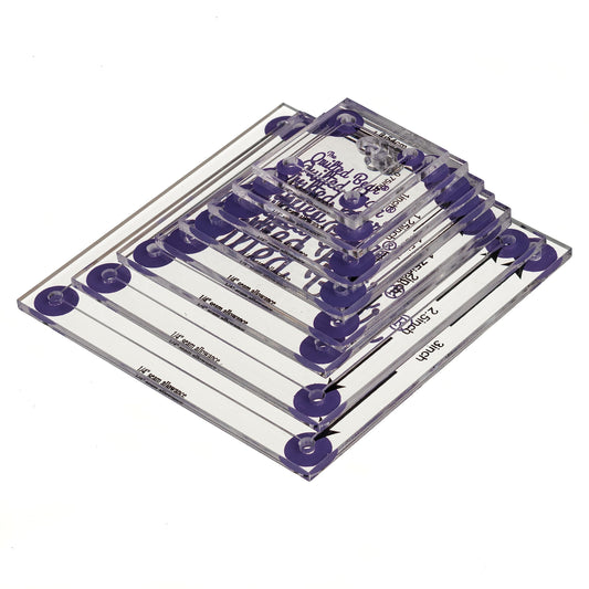 The Quilted Bear Square Quilting Templates – 8 Clear Non-Slip Acrylic Quilt Templates for Precise Fabric Cutting & Stress-Free Machine Quilting - Ideal for Quilt & Sewing Supplies (¾–3")