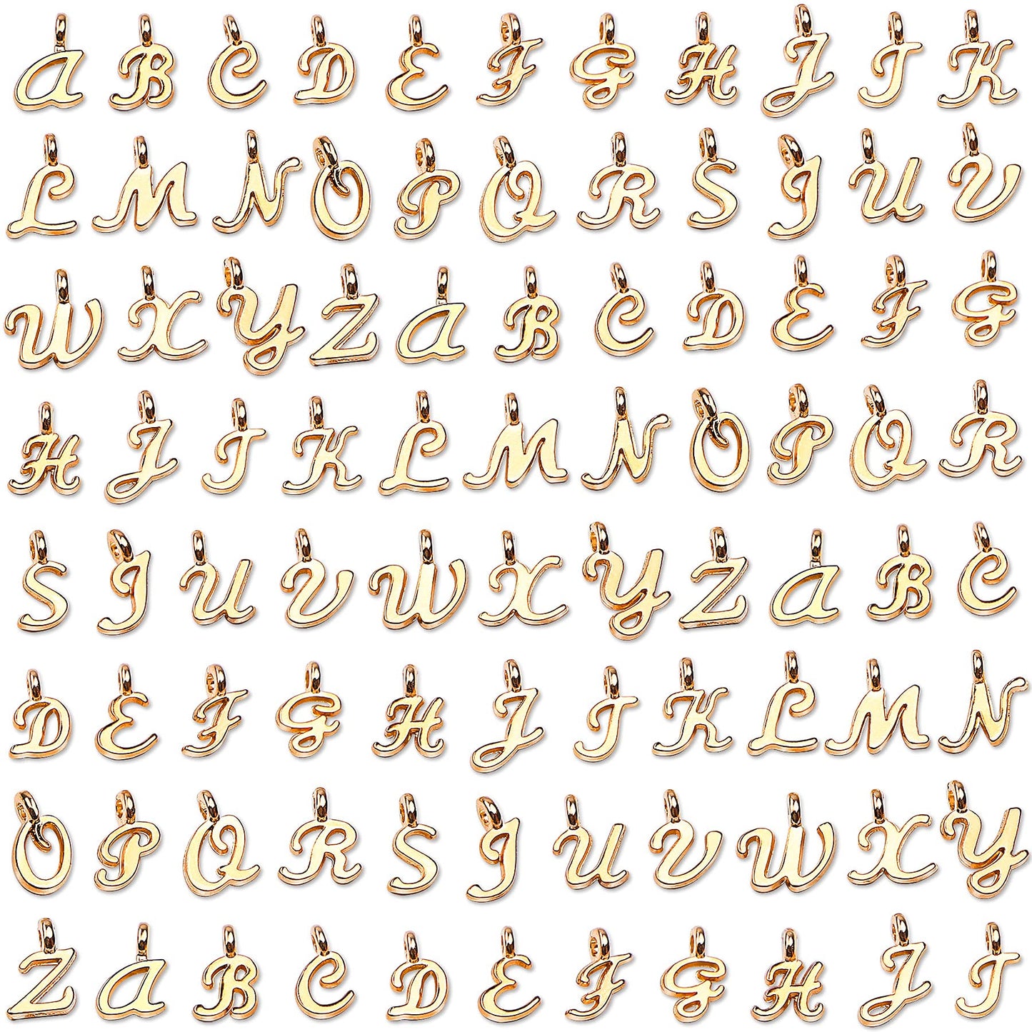 156Pcs/6 Sets Gold Letter Charms with 200Pcs Open Jump Rings for Jewelry Making, Alphabet A-Z Pendants for DIY Bracelet Necklace Craft Projects