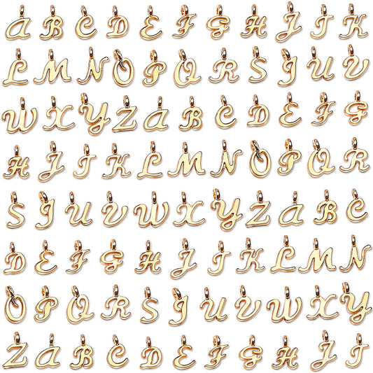 156Pcs/6 Sets Gold Letter Charms with 200Pcs Open Jump Rings for Jewelry Making, Alphabet A-Z Pendants for DIY Bracelet Necklace Craft Projects