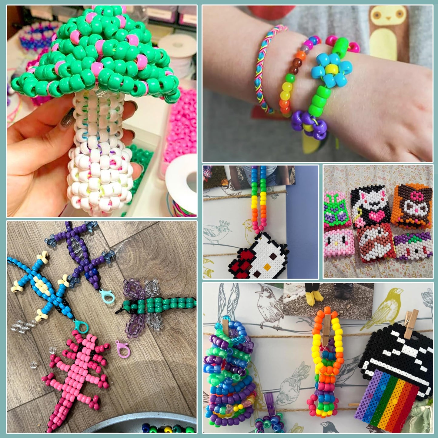 KAKW Pony Beads for Bracelets 3600 Pcs Plastic Beads for Friendship Bracelets Necklace 6x9mm 18 Solid Colors