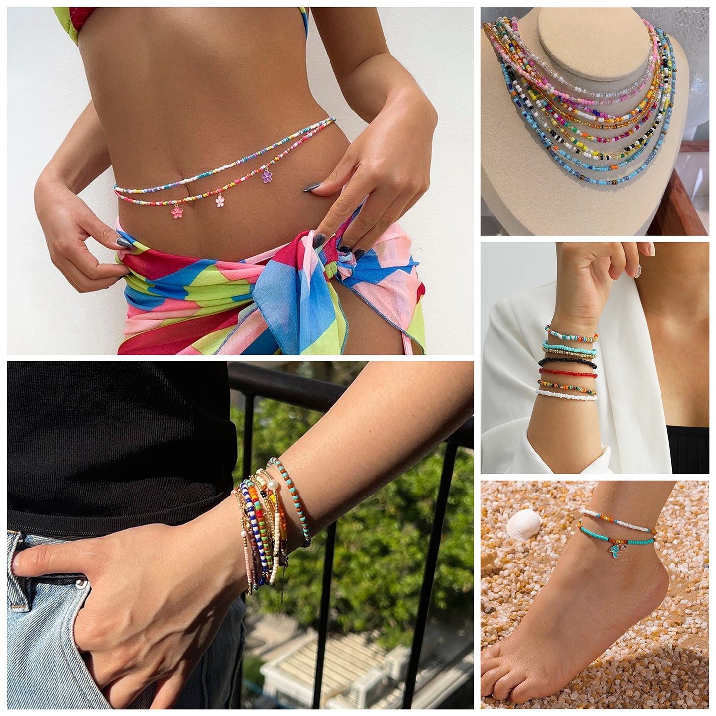 8600 pcs 4mm 6/0 48 Colors Glass Seed Beads, Charms Bracelet Jewelry Making Beads Kit Gifts Small Craft Glass Beads with Beading Elastic String for Bracelets Earrings Necklaces Making（48 Colors）