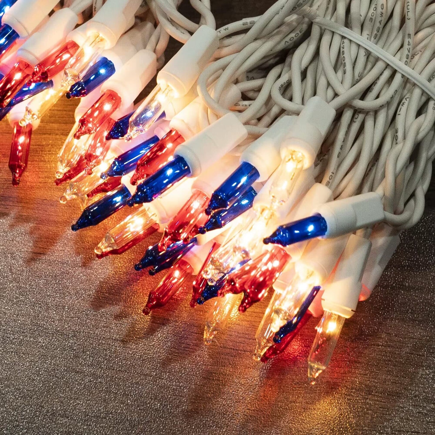 Red White and Blue 4th of July Lights, 20FT 100 Count Incandescent Patriotic Mini String Lights, Waterproof Independence Day Decorations for Outdoor Indoor Christmas Party Decor
