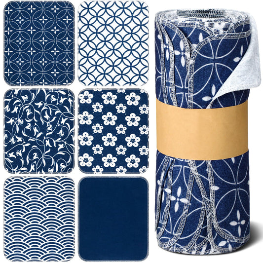 36 Pack Japanese Reusable Cleaning Cloths Washable Cotton Kitchen Towels for Home (Blue)