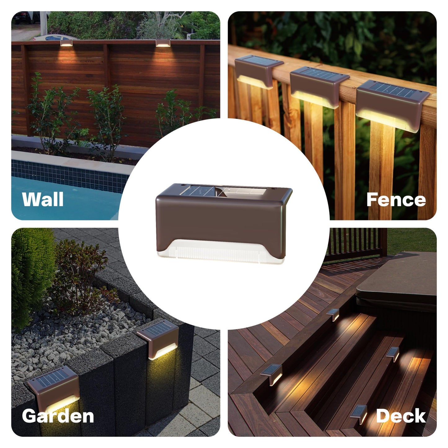 FJZ Solutions inc Solar Deck Lights, LED 16 Pack to Fence Post, Deck Lights, Waterproof, Powered Deck Decorations Outdoor, Solar Fence Lights,Patio, Garden, Step, Yard, and Pathway(Warm White)