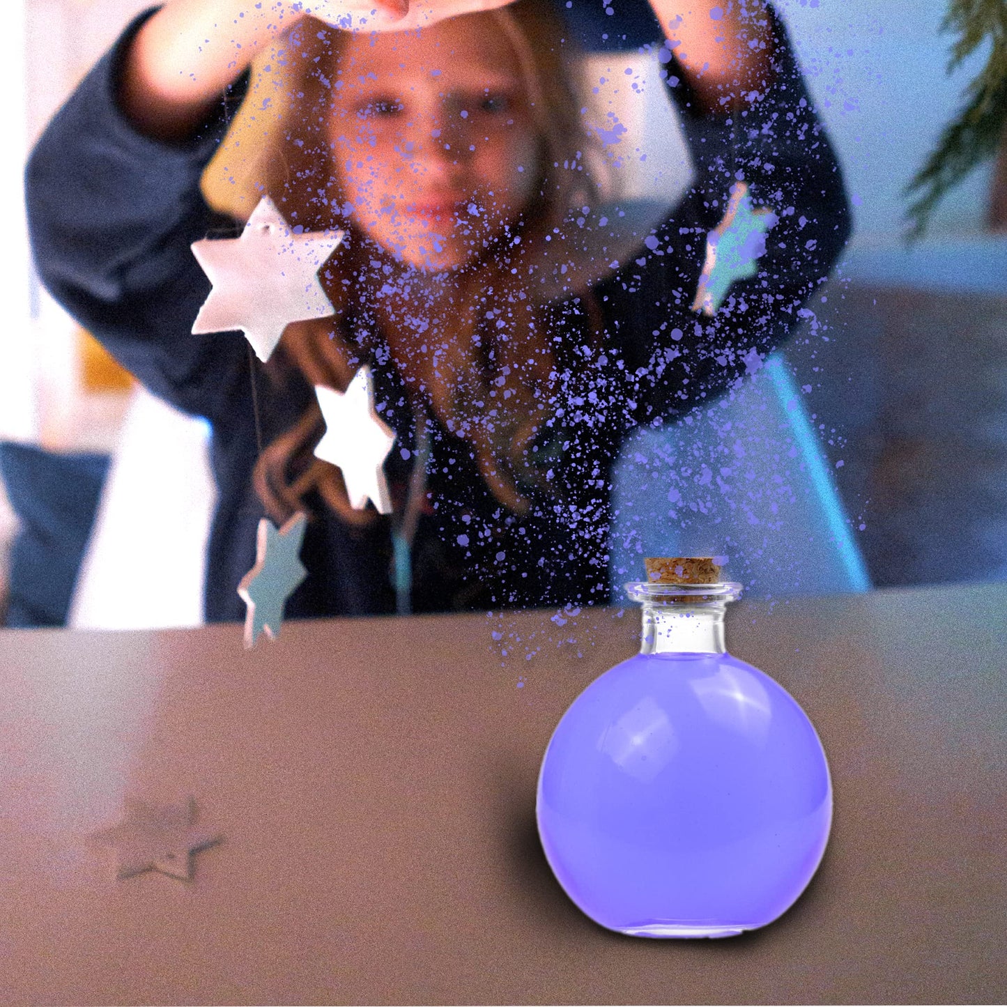 Eco-Fused Cosplay Potion Bottle 2x (Big/Small) - Clear Spherical Cosplay, Wizard, Witch Costume Accessory - Incl. Cork Stopper, Black Faux Leather Sleeve Holder, Belt Loop