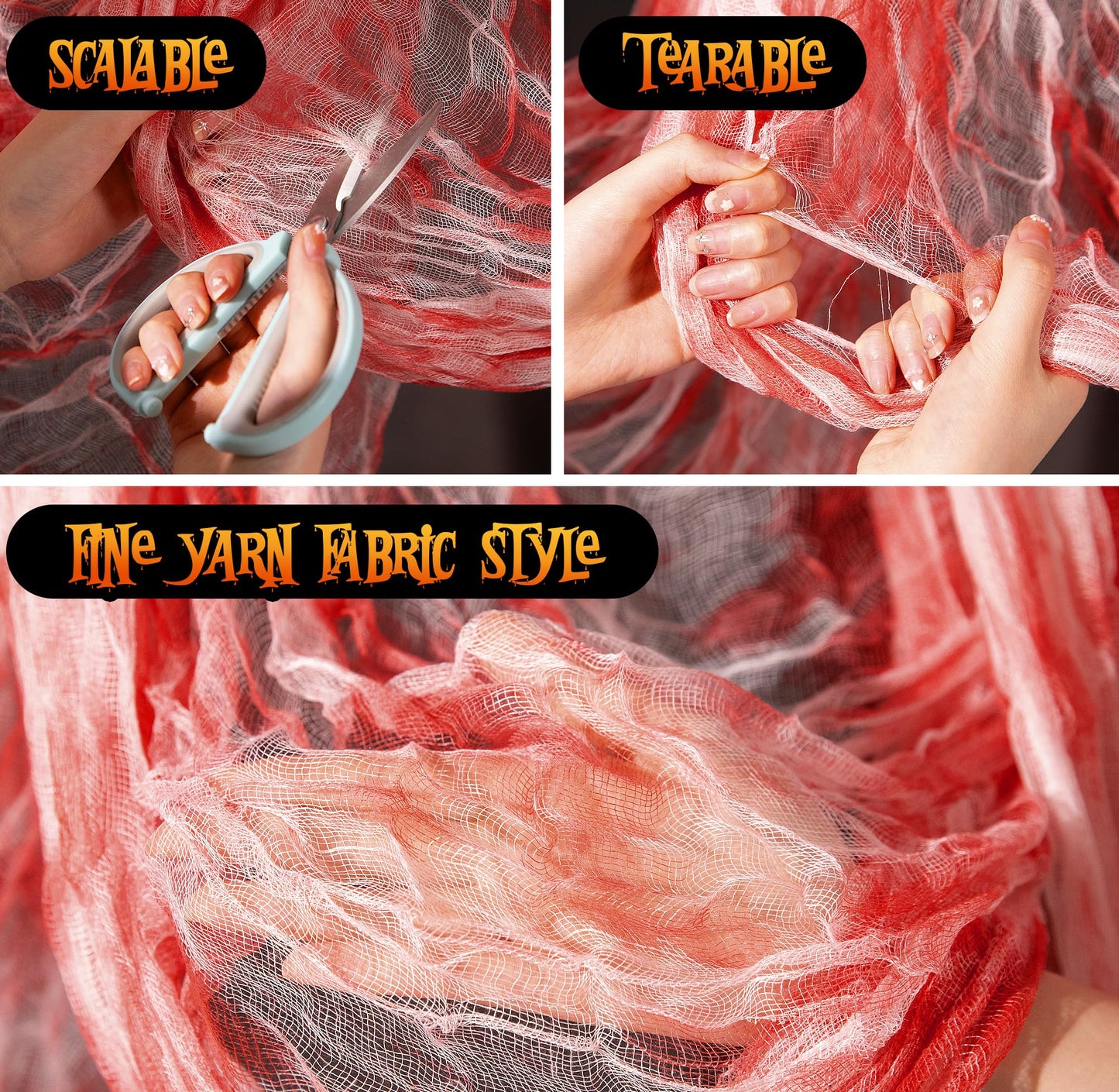 Watayo 315 x 85 Inch Halloween Creepy Blood Cloth - Scary Spooky Cloth with Bloody Prints - Windows Doorways Cover Gauze for Halloween Party Haunted House Decorations