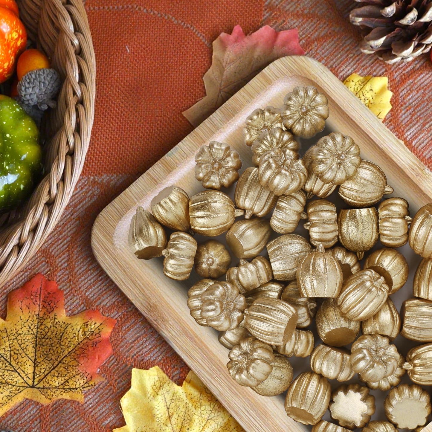 Mini Pumpkins Fall Decorations- 80 Pack Small Fake Pumpkins for Decorating, Thanksgiving Table Centerpieces, Autumn Harvest Home Office Decor, DIY Crafts, Vase Bowls Basket & Fillers (Gold)