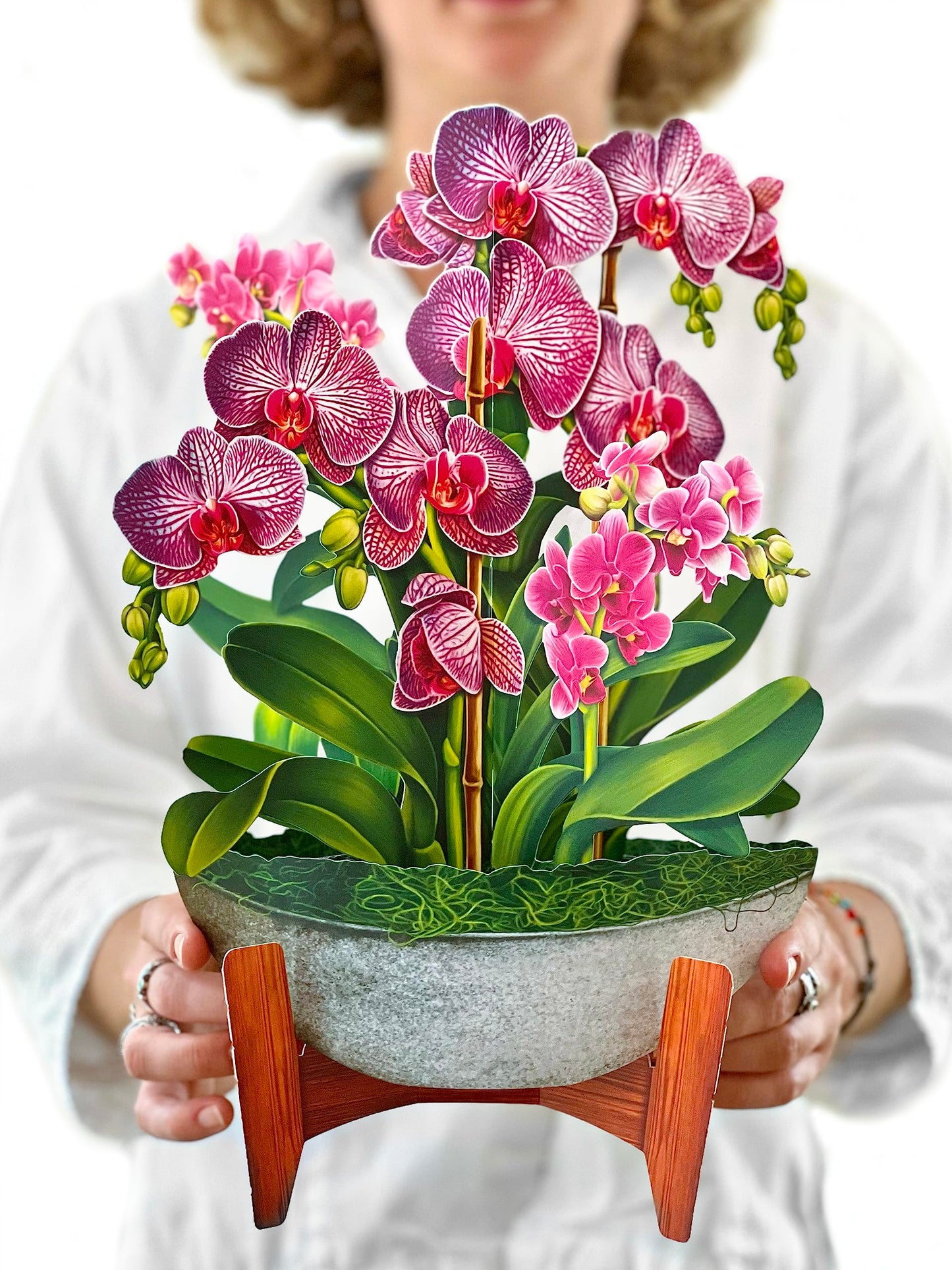 Freshcut Paper Pop Up Cards, Orchid Oasis, 12 Inch Life Sized Forever Flower Bouquet 3D Popup Greeting Card, Anniversary Card, Mother's Day, Blank Notecard & Envelope