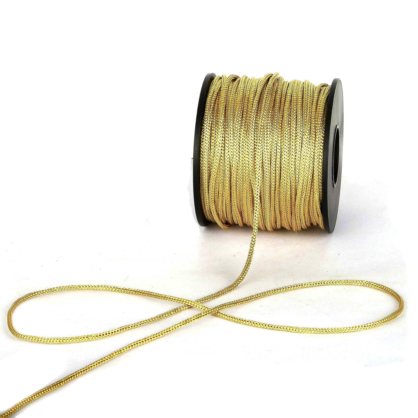 BEL AVENIR Nylon Satin Cord, 2mm 50 Yards Braided Lift Shade Cord for Necklace Bracelet String Cord, Blind Shade, Trim and Shoelaces (Gold)