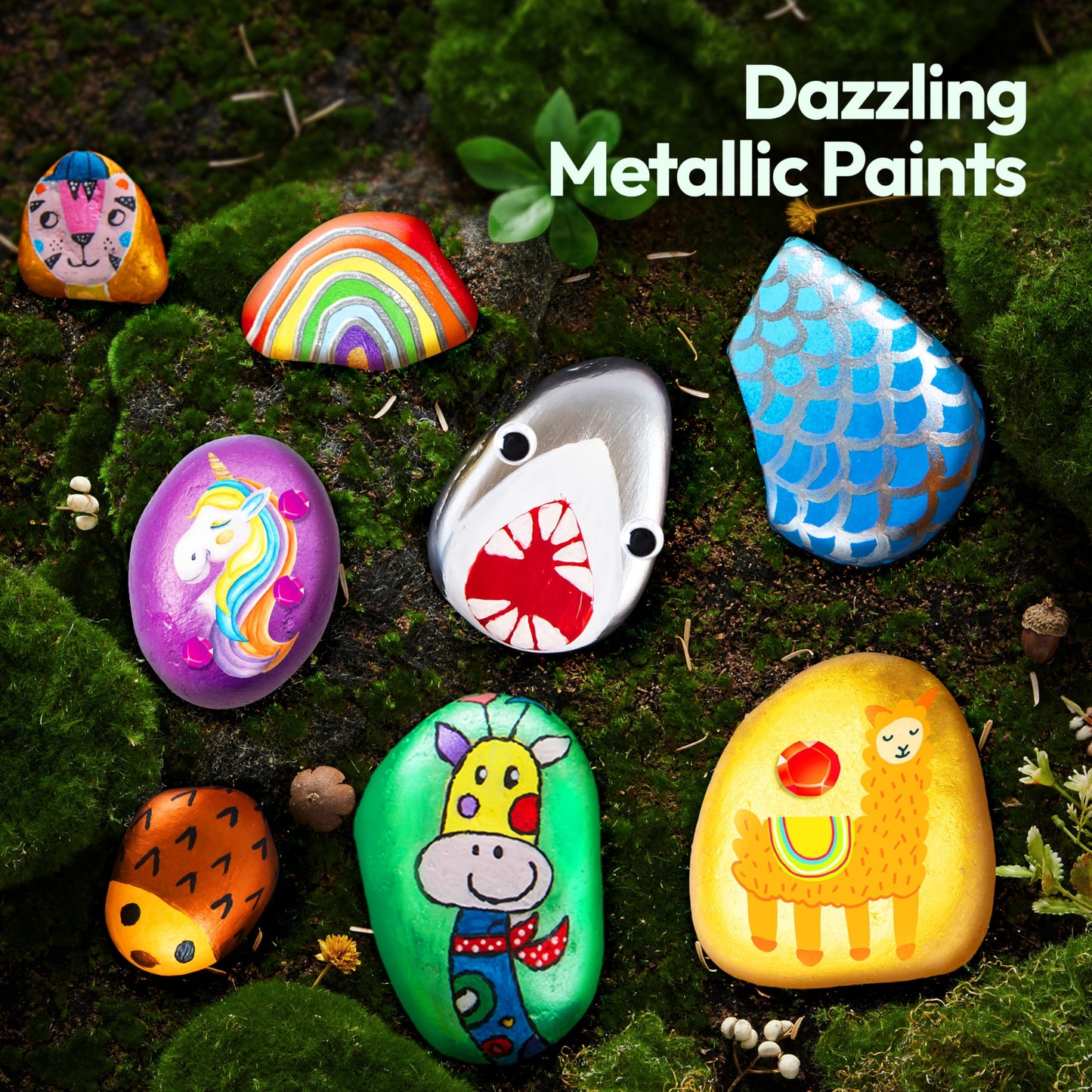 JOYIN Rock Painting Kit for Kids, Arts and Crafts for Girls & Boys Ages 6-12, DIY Supplies for Painting Rocks, Easter Craft Kits Art Set, Toddler Birthday Christmas Presents, Family Indoor Activity