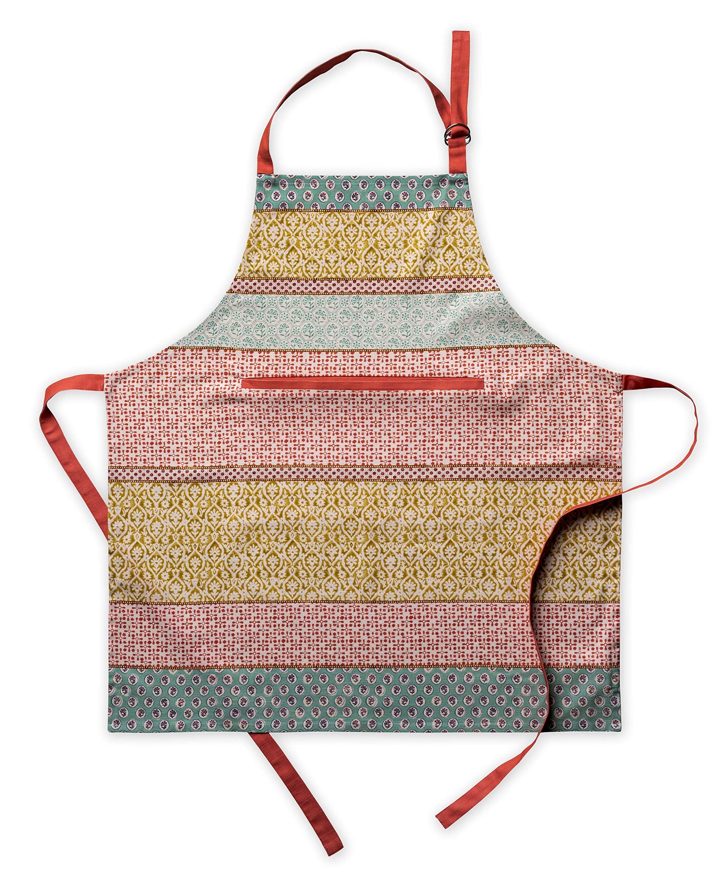 Apron for women with Pocket 100% Cotton 27.50"x31.50" 1 Piece Adjustable Neck Strap & long ties Apron Men, Chef, Wedding, Cooking, Gardening, Server Spring/Summer (Provence)