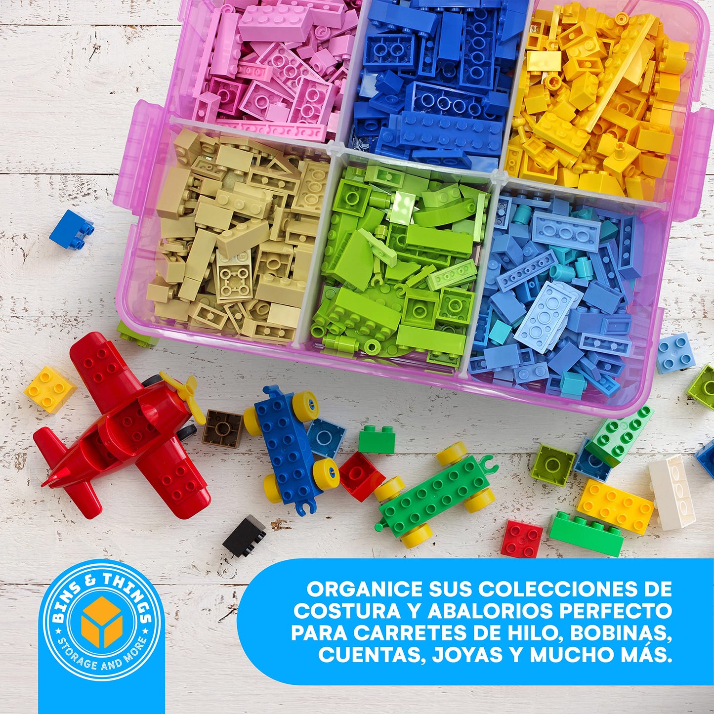 Bins & Things Pink 3-Tier Stackable Storage Container with lids - 30 Adjustable Compartments - Craft Organizers and Storage - Bead Organizer Box/Art Supply Organizer - Lego Storage Organizer, X-Large