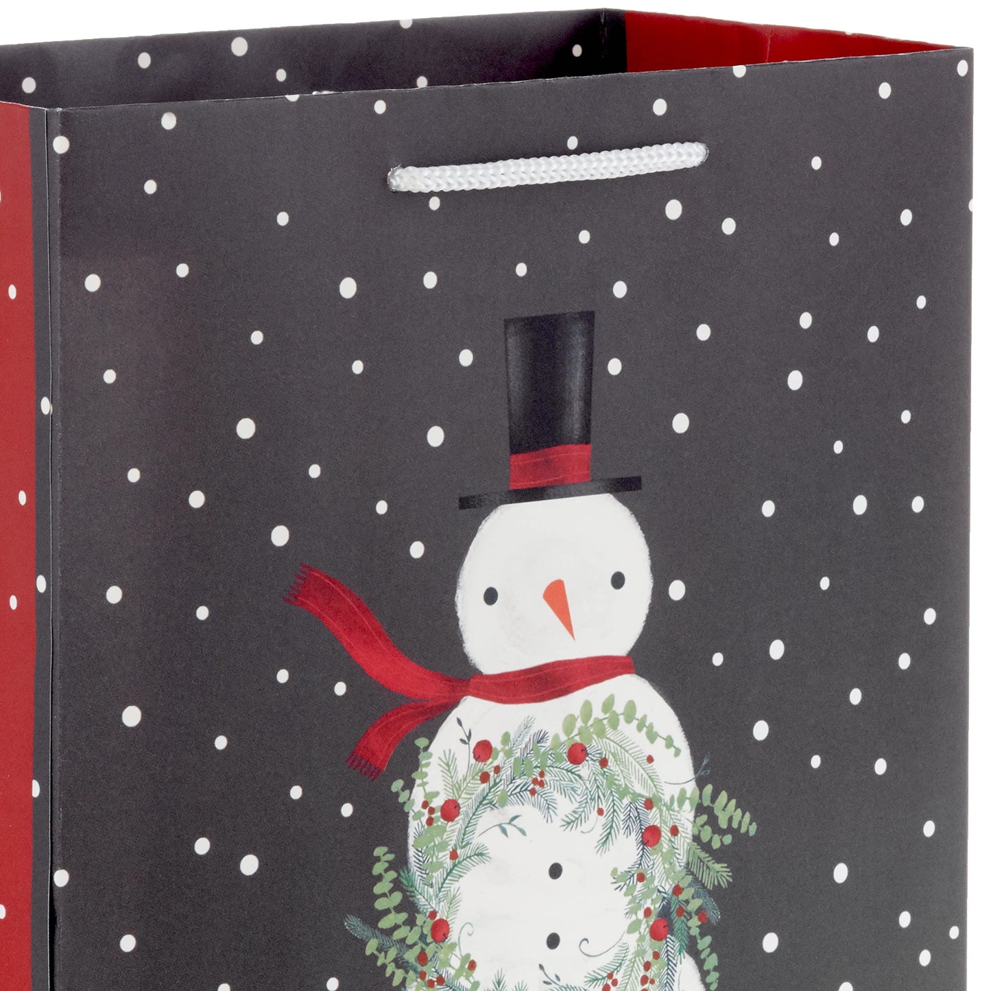 9" Medium Christmas Gift Bags (4 Bags: Snowy Tree, Rustic Farmhouse, Snowman, "Merry Christmas") in Gray, Red, White, Brown
