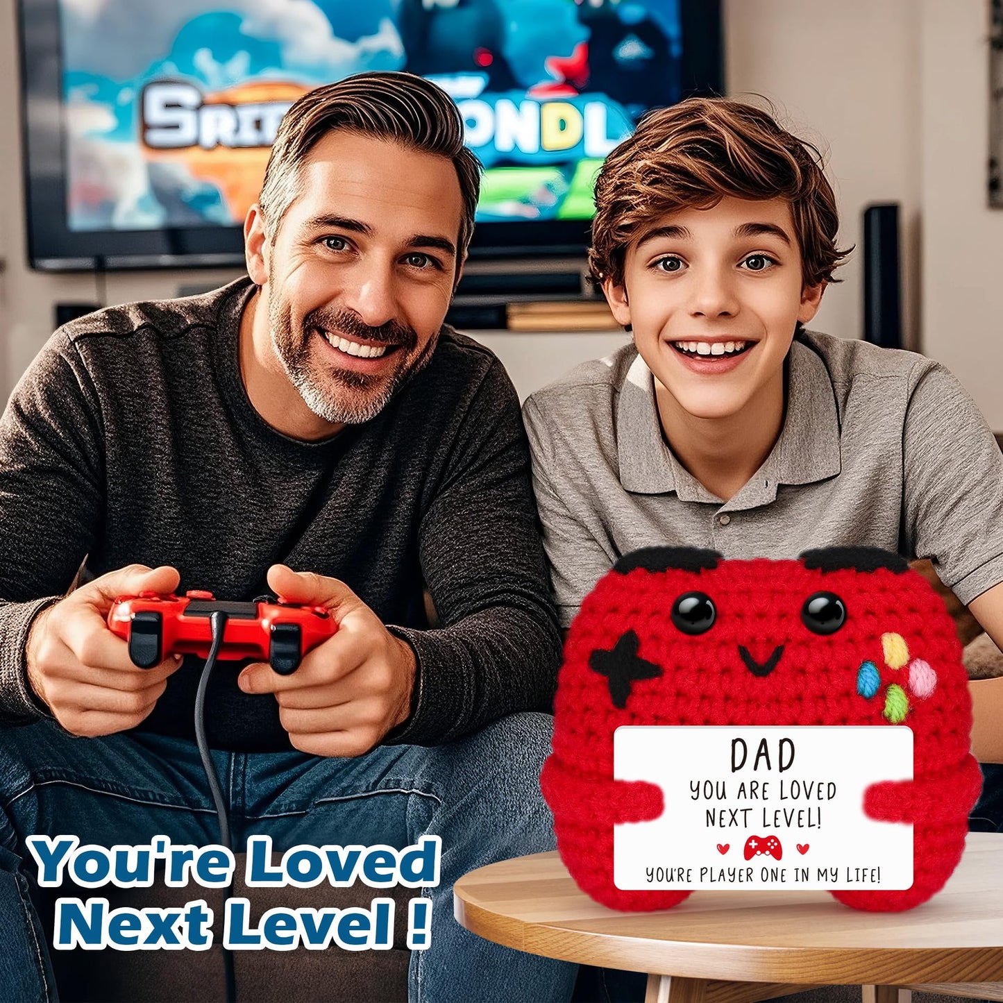 Busy Gaming Life Crochet Game Controller Dad Gifts for Fathers Day Birthday, Best Dad Ever Gifts for Father from Son Daughter, New Dad Gift for Daddy
