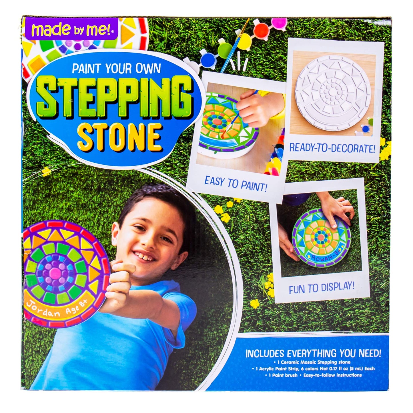 Made By Me Paint Your Own Mosaic Stepping Stone, Custom Name Garden Stone, DIY Stepping Stone Kit, Great Spring & Summer Painting Activity, Arts & Crafts Kit for Kids Ages 5, 6, 7, 8, 9
