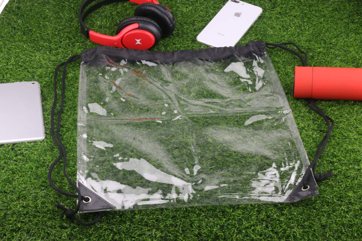 HAOGUAGUA 2 Pieces Clear Drawstring Bags, Waterproof Small Clear Bag for Stadium Colleges Sport Event Work Concert Security Approved