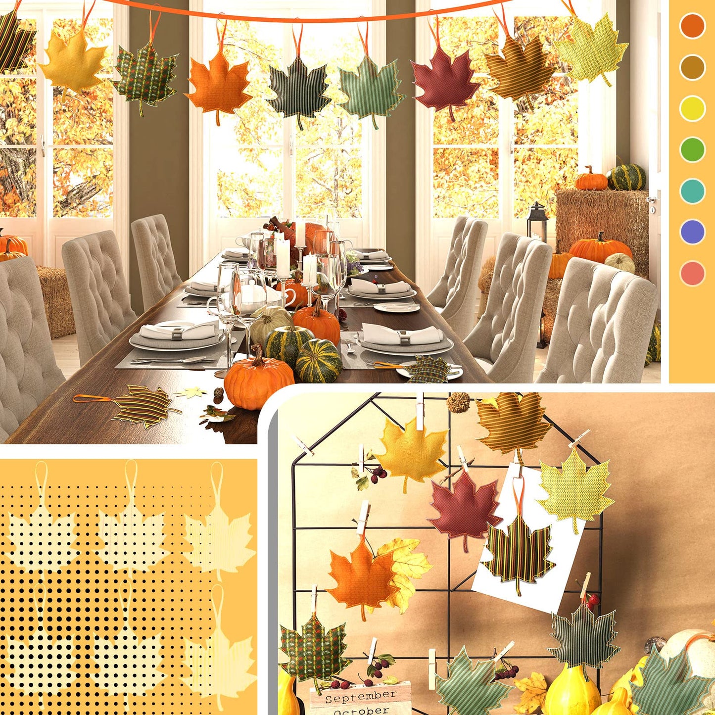 Tudomro 27 Pcs Fall Thanksgiving Maple Leaf Hanging Ornaments Felt 3D Fall Decoration Harvest Fall Leaves Farmhouse Decorations for Tree Festival Party Supplies(Maple Leaf Style)