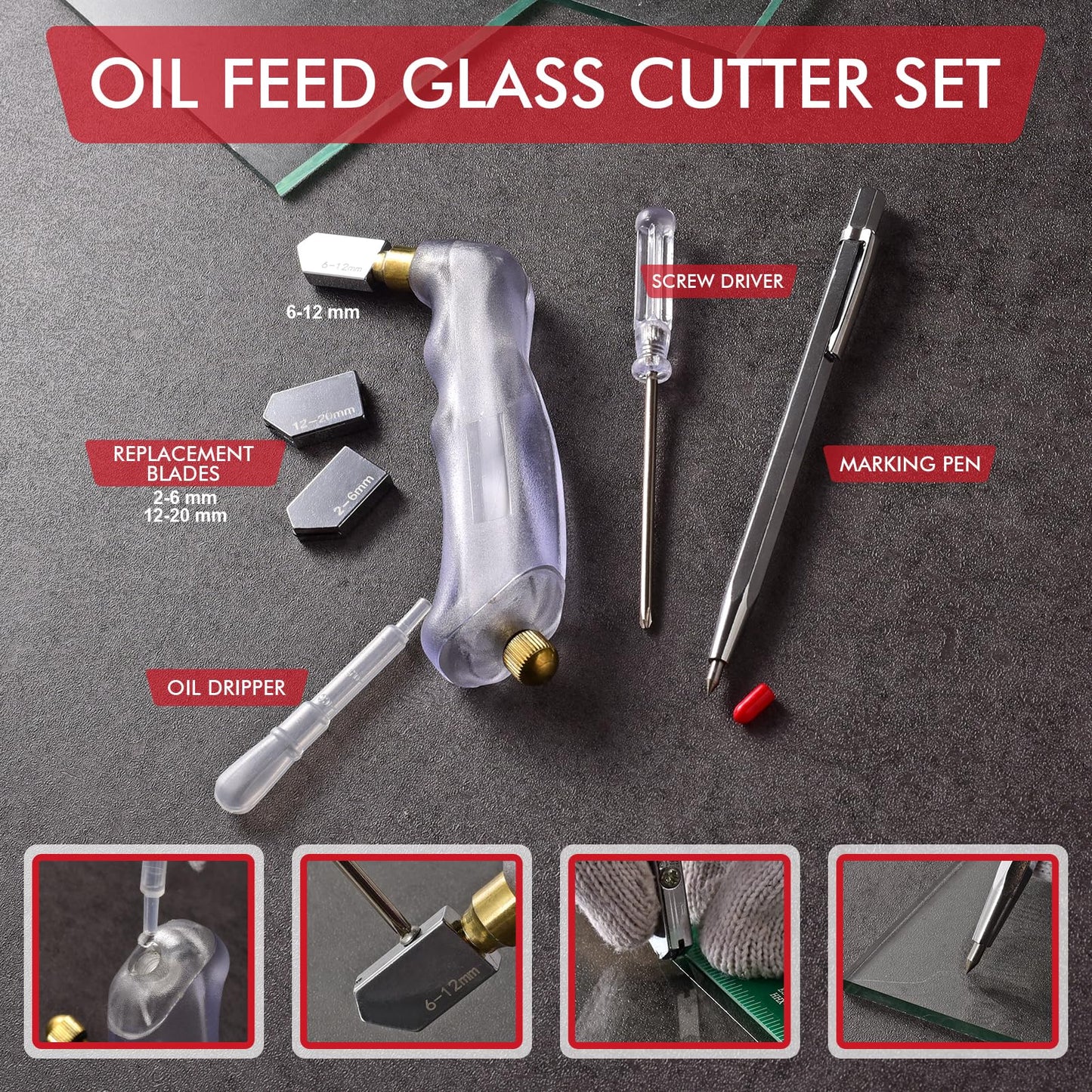 Glass Cutter, Glass Cutting Tool with Tile Nippers for Stained Glass Tiles Mosaic Cutting