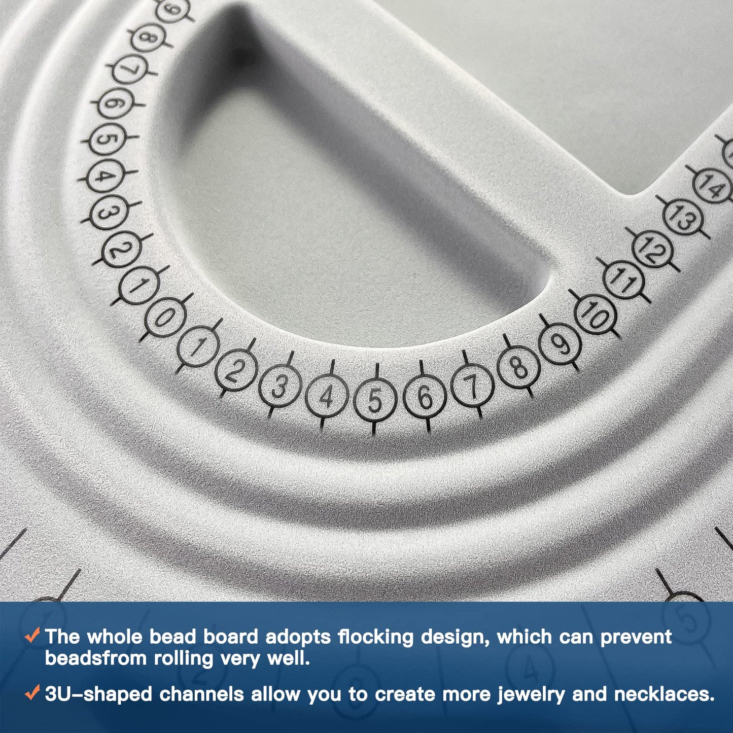 INDIVSHOW The Bead Board with Clear Cover,Grey Flocked,6 Recessed Compartments,3 U-Shaped Channels,Design Boards for Jewelry Bracelet Necklace Making DIY