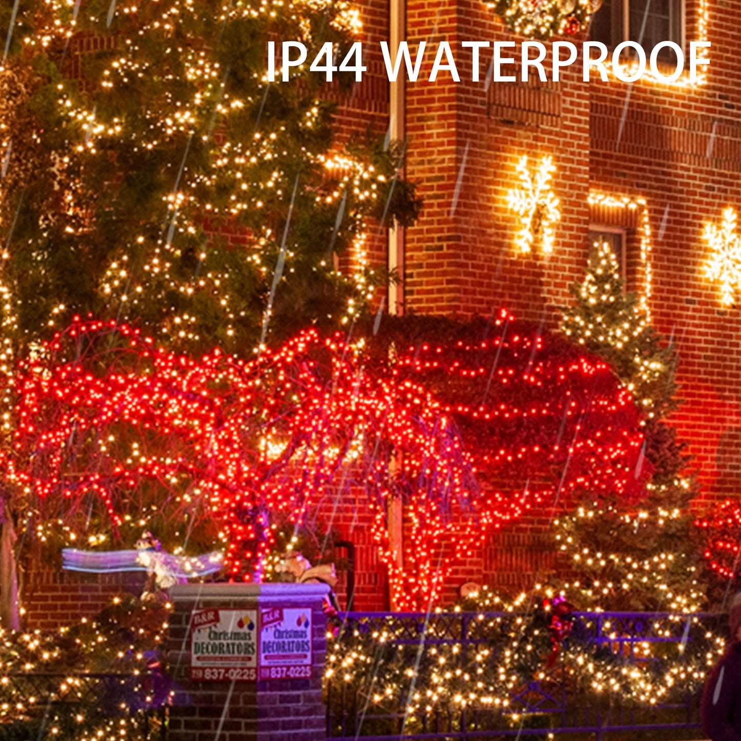 Dazzle Bright 2 Pack Total 400LED 132FT Red Christmas Solar String Outdoor Lights, Solar Powered with 8 Modes Waterproof Fairy Lights for Bedroom Patio Garden Tree Party Yard Decoration