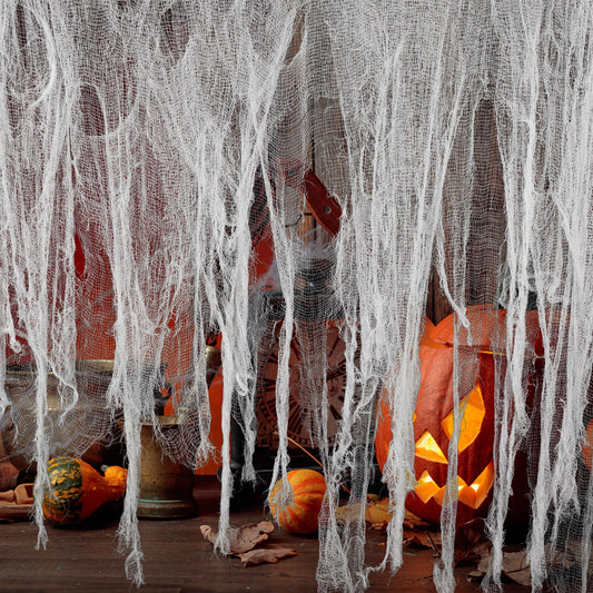Tlswshsy 200" x 59" Halloween Spooky Cloth - Creepy Spooky Halloween Decorations - Large Size Scary Creepy Gauze for Halloween Party Supplies Stairway Window Table Doorways Decor