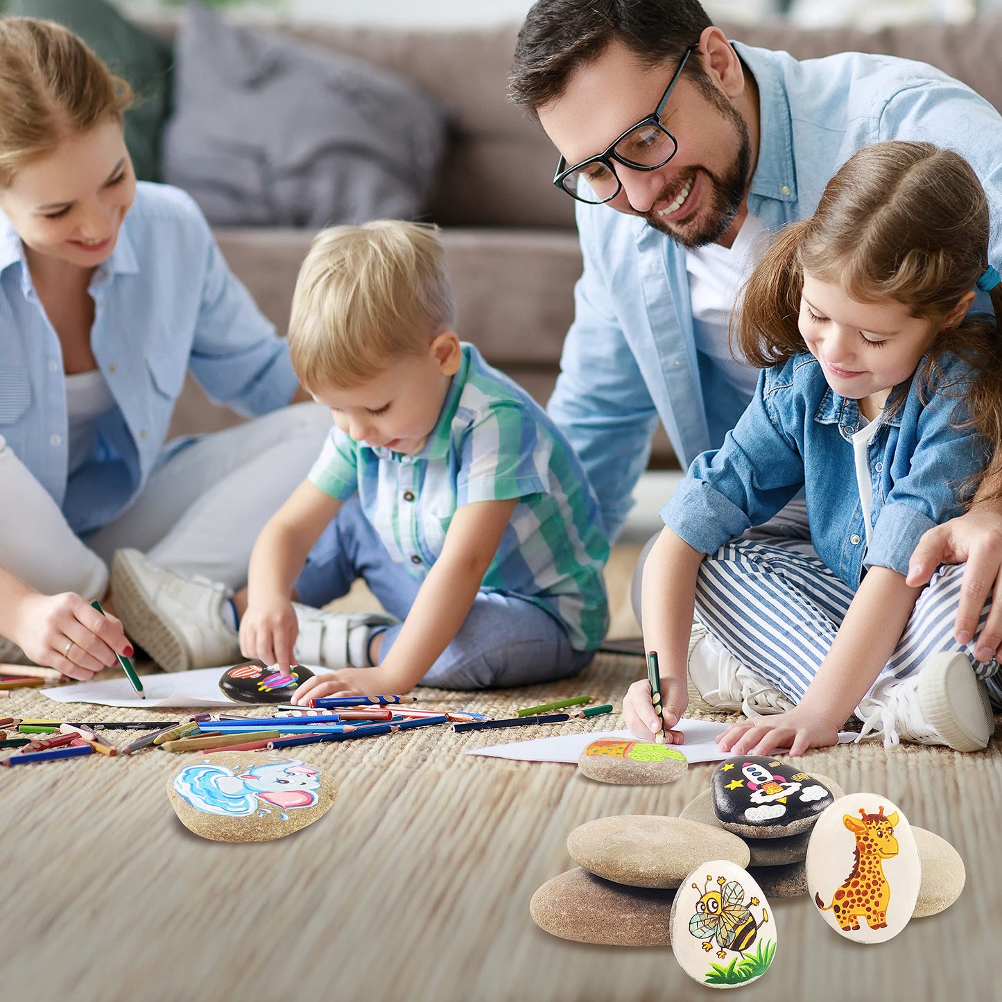 DALTACK 20PCS Large Painting Rocks, Natural River Rocks, Flat Rocks for Painting, 2-3 Inches Stones for Arts & Crafting