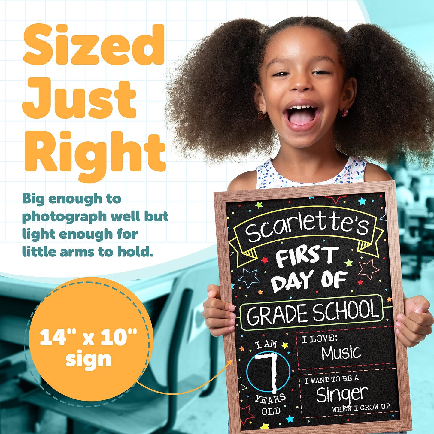 First Day Last Day of School Chalkboard Double Sided Sign with Frame - 14" x 10"