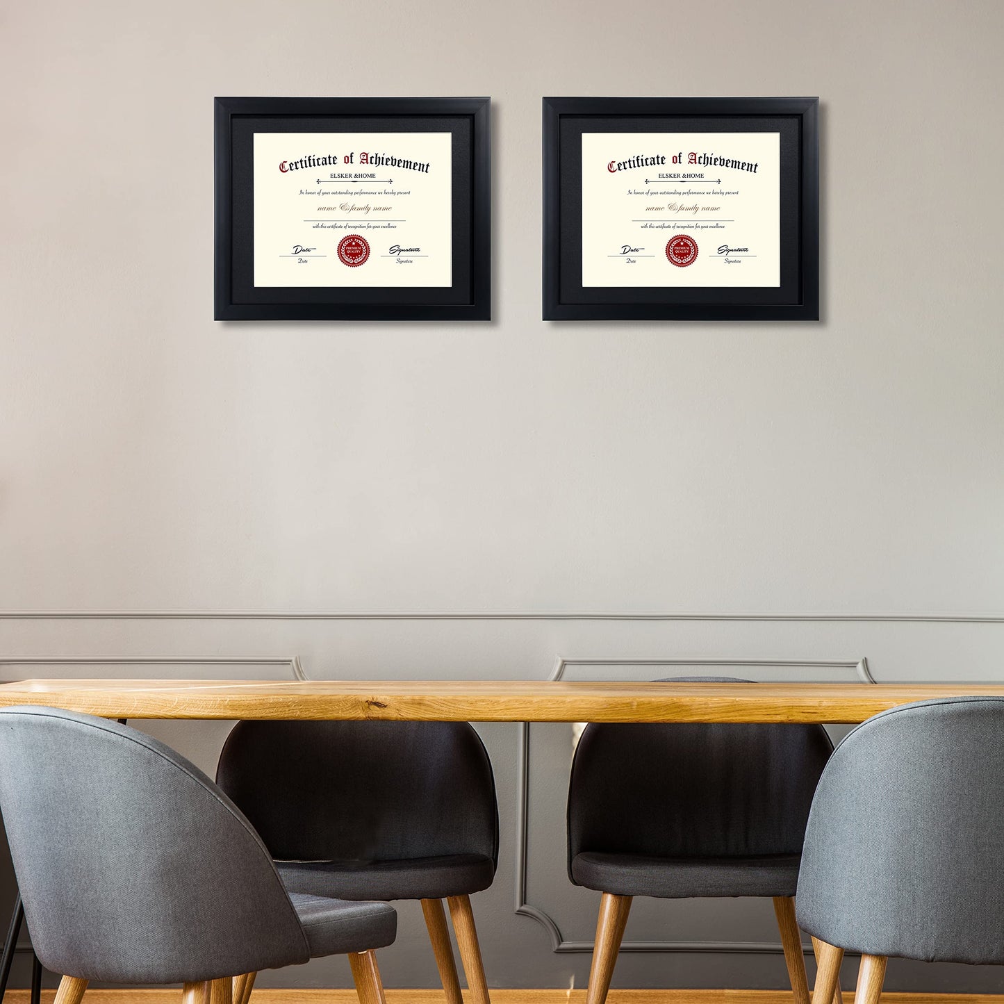 Certificate Frames 8.5 x 11 Black, Fits Diploma 8.5 x 11 with Mat or 11x14 without Mat, Document Degree Picture Award Frame with Glass for Tabletop or Wall Display
