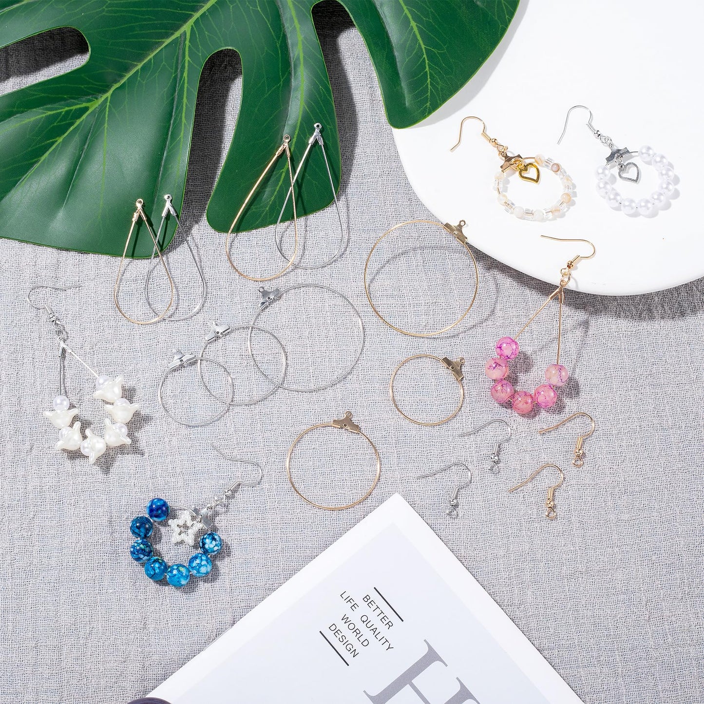 700pcs Hypoallergenic Earring Making Kit, Gold/Silver Plated Earring Hooks, Earring Beading Hoop, Clear Rubber Earring Backs, Jump Rings for DIY Jewelry Making, Earring Making Supplies