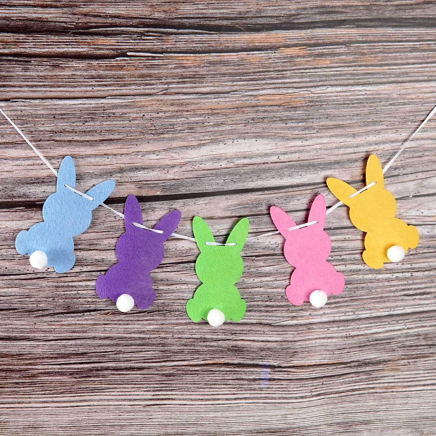 Easter Bunny Rabbit Banner Bunting Garland, Easter Decorations (Colorful Bunny)
