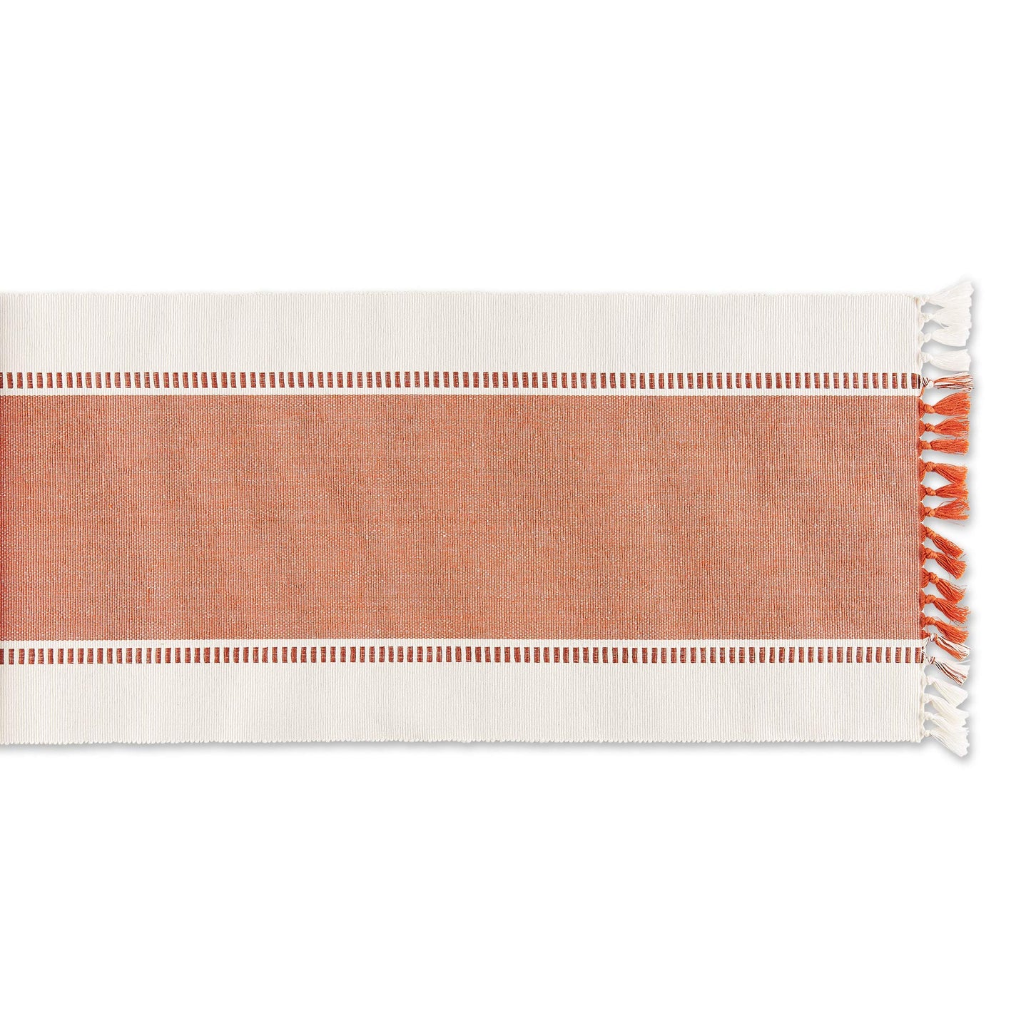 Dobby Stripe Woven Table Runner, 13x72 (13x77.5, Fringe Included), Burnt Orange