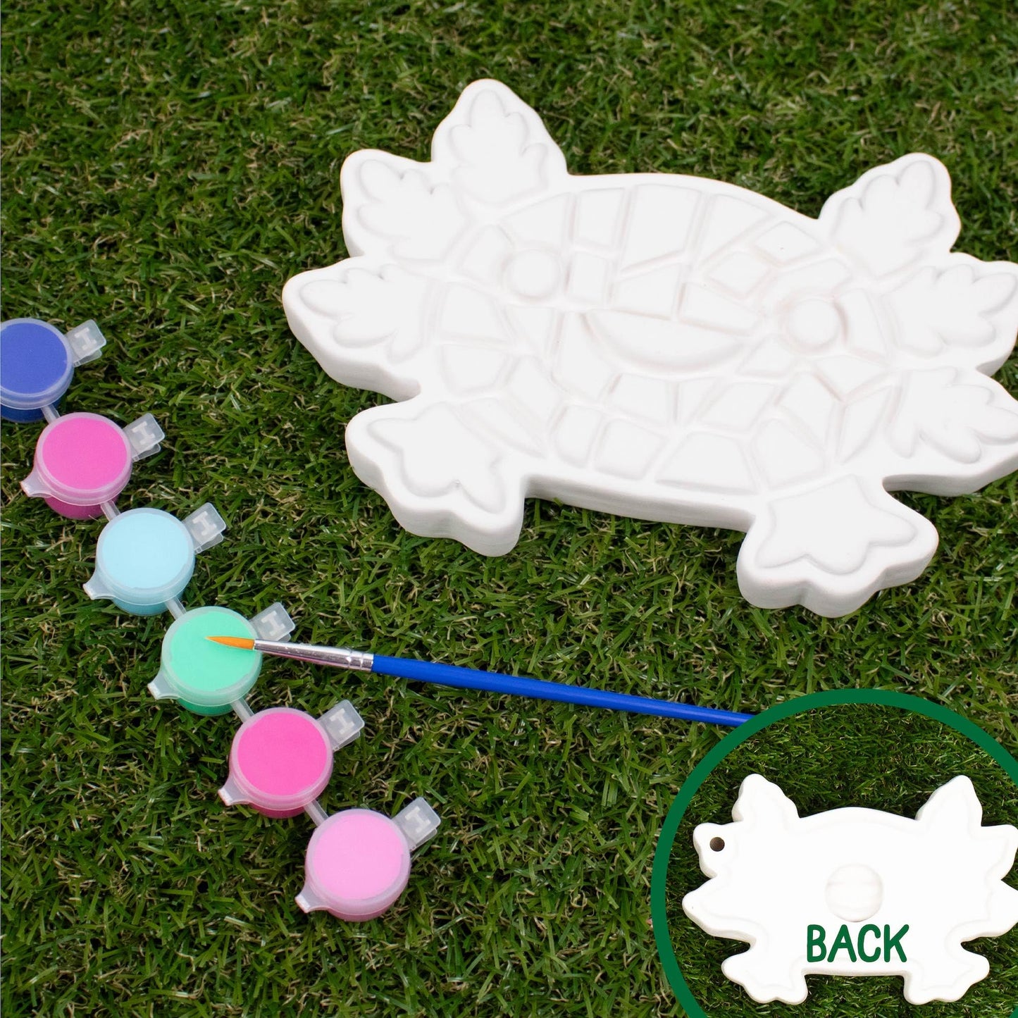 Creative Roots Axolotl Stepping Stone Kit, 7-Inch Paintable Ceramic Stepping Stone, Includes 6 Acrylic Paints, Kids Crafts, Ages 8+