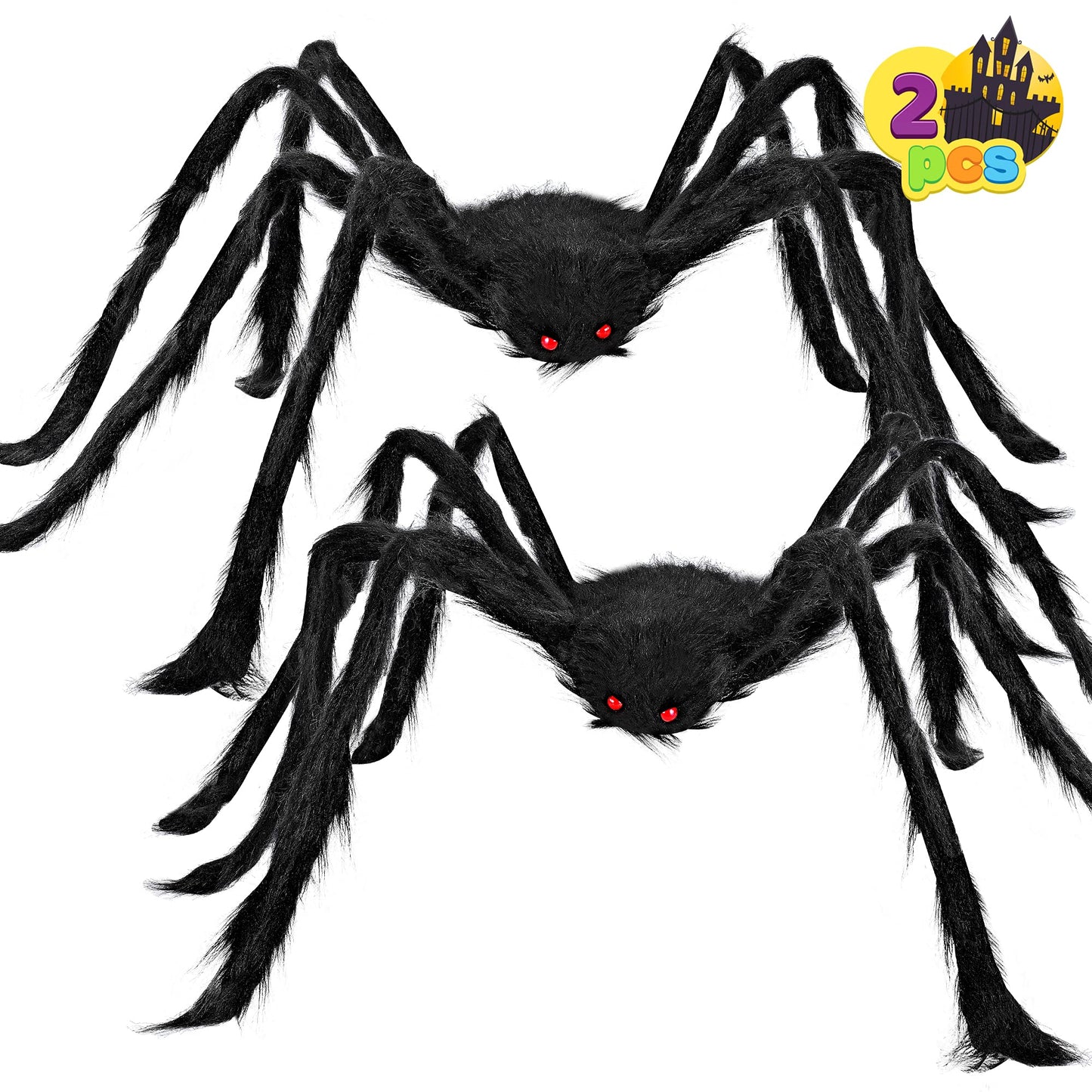 JOYIN 2 Pack 4 Ft Halloween Spider Decorations Outdoor, Scary Large Giant Spiders with Adjustable Legs for Halloween Outside Decor, Yard Lawn Indoor Haunted House Props