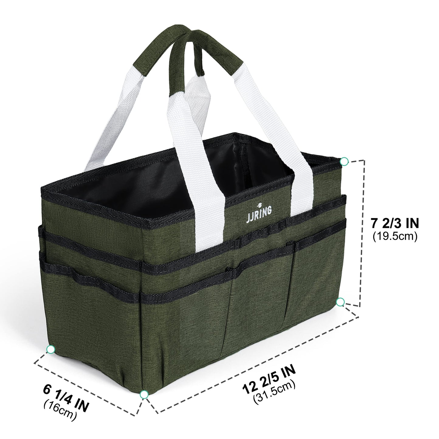JJRING Craft Organizer Tote Bag, Art Storage Caddy with Multiple Pockets, Sap Green Sewing Bag for Art, Craft, Scrapbooking, Medical, and Office Supplies Storage