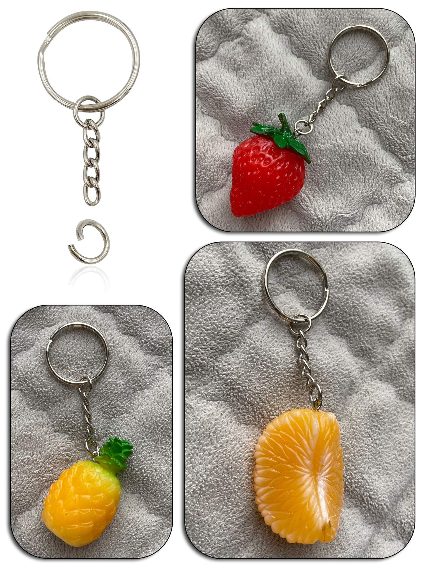 Key Ring with Chain and Open Jump Rings 1 inch, 50 Pack