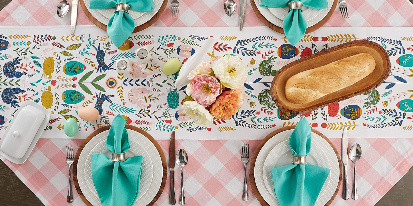 Easter Folk Collection, Kitchen Tabletop, Table Runner, 14x108, Easter Folk