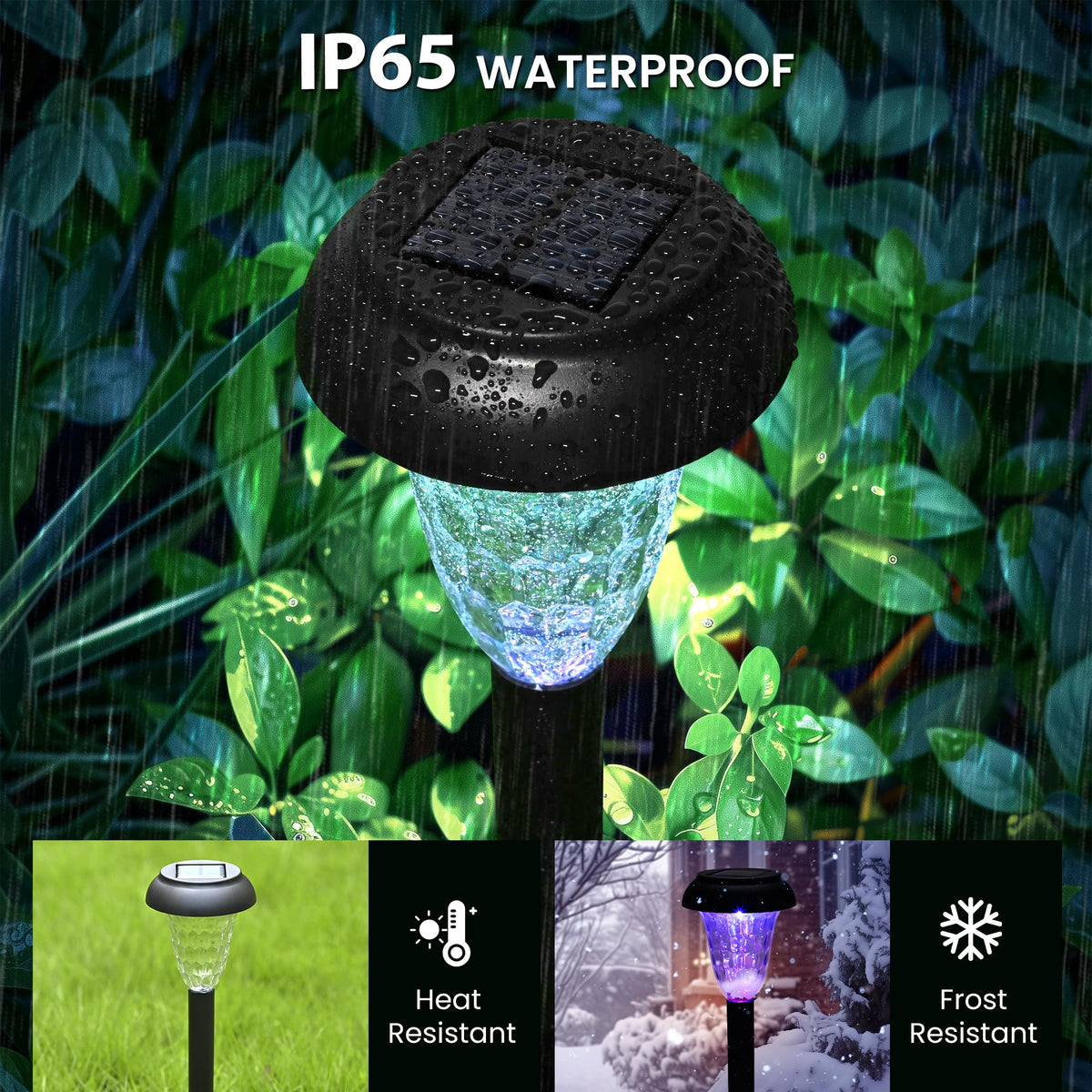 TISEJOY Solar Lights Outdoor Waterproof for Pathway, 12 Pack Color Changing