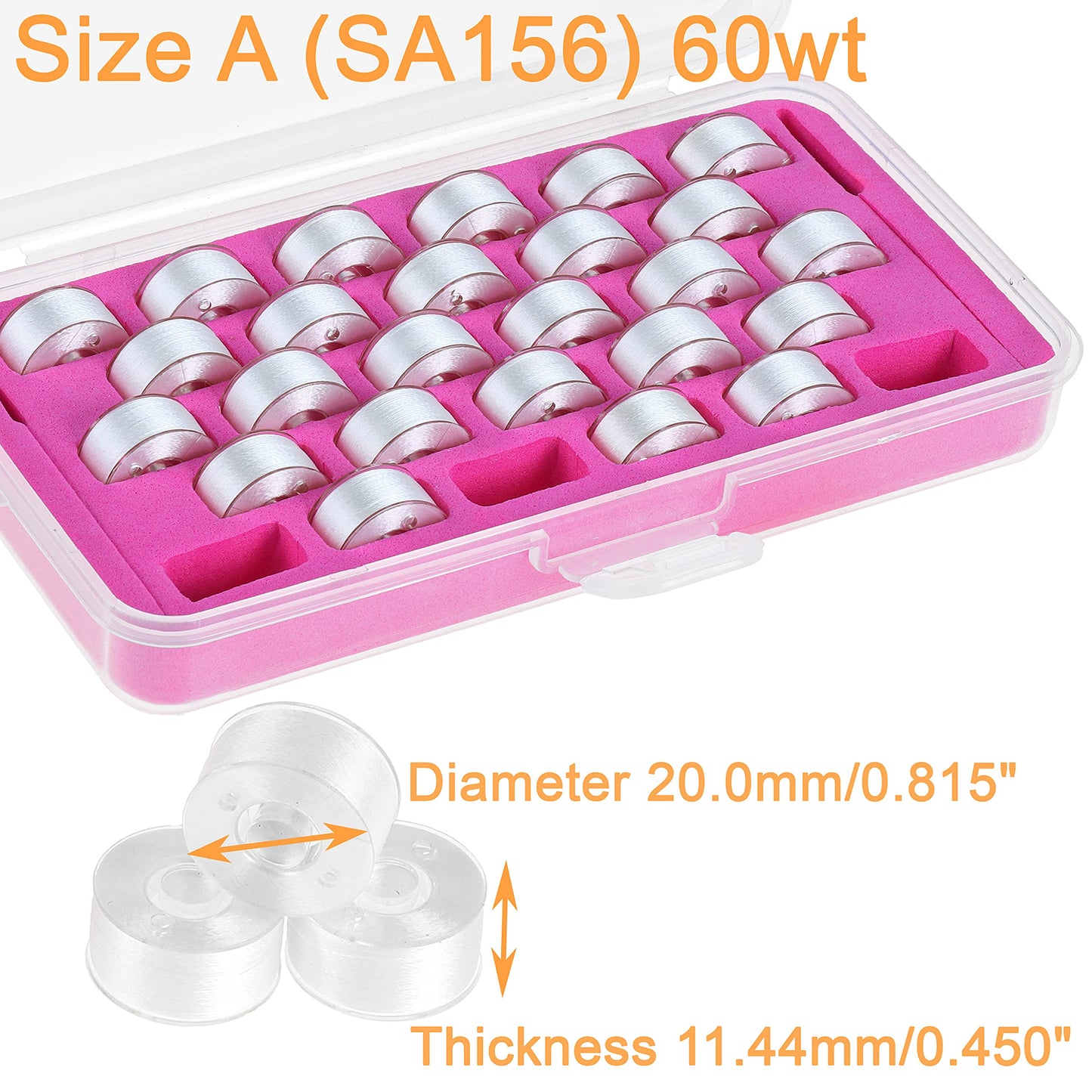 New brothread 28pcs White 70D/2 (60WT) Prewound Bobbin Thread Plastic Size A SA156 for Embroidery and Sewing Machines DIY Embroidery Thread Sewing Thread