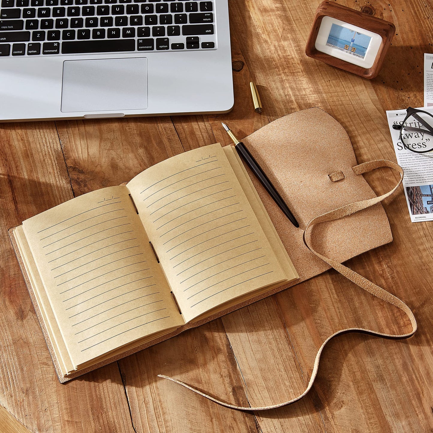 RILIHO Leather Journal Notebook - Genuine Leather Journals for Writing 5x7.1 Inches, Vintage Journal for Women and Men, Artist,Travel Journal,Brown