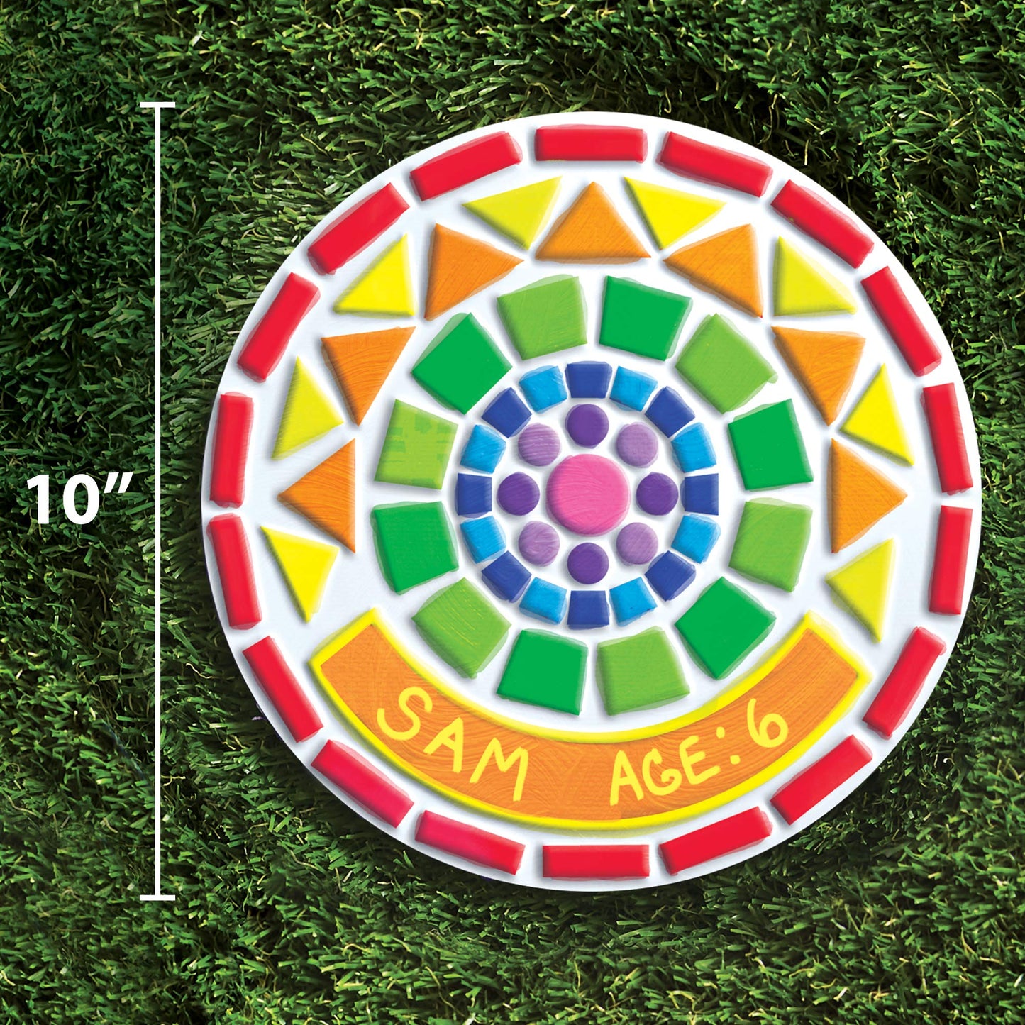 Made By Me Paint Your Own Mosaic Stepping Stone, Custom Name Garden Stone, DIY Stepping Stone Kit, Great Spring & Summer Painting Activity, Arts & Crafts Kit for Kids Ages 5, 6, 7, 8, 9