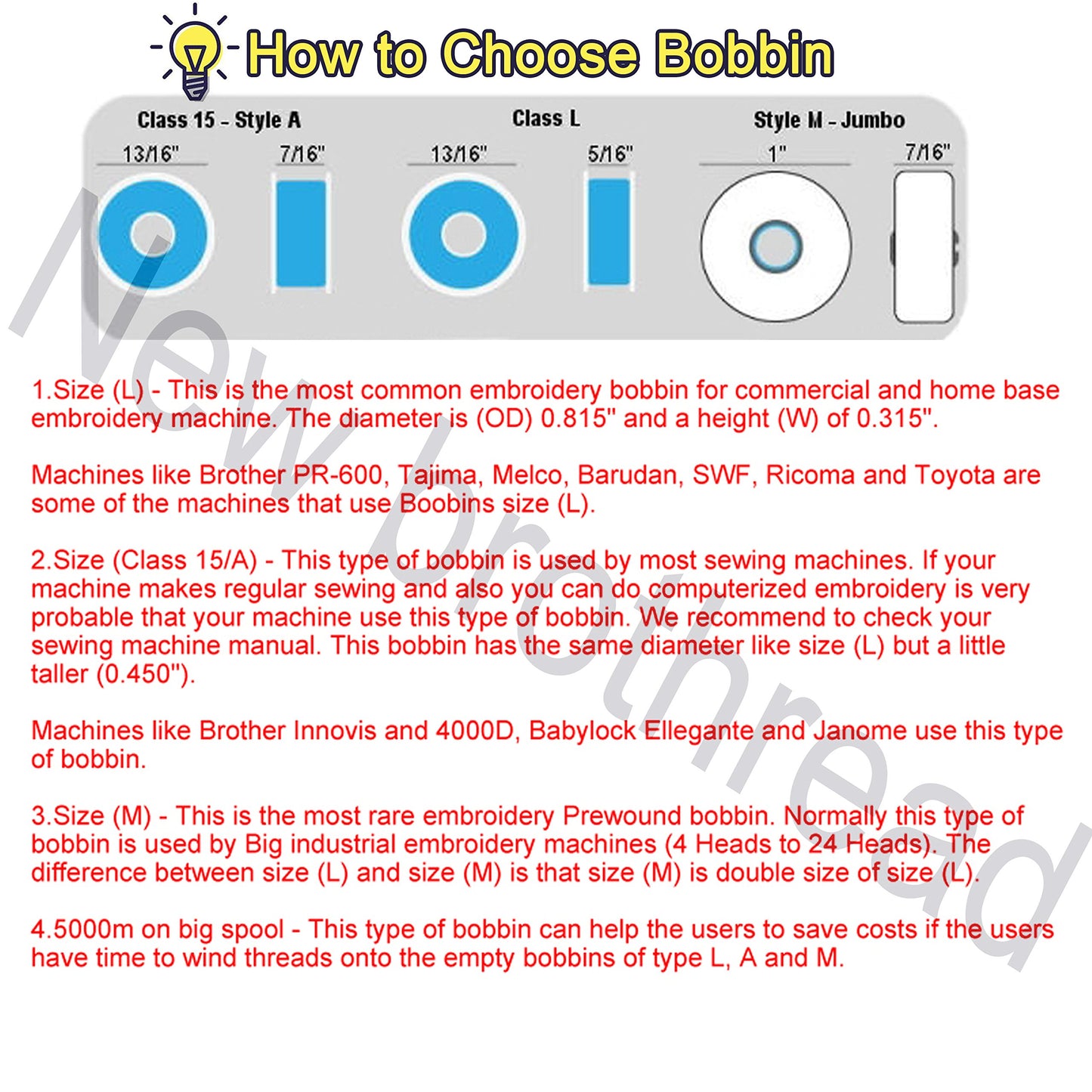 New brothread 25pcs Black 70D/2 (60WT) Prewound Bobbin Thread Plastic Size A SA156 for Embroidery and Sewing Machines DIY Embroidery Thread Sewing Thread