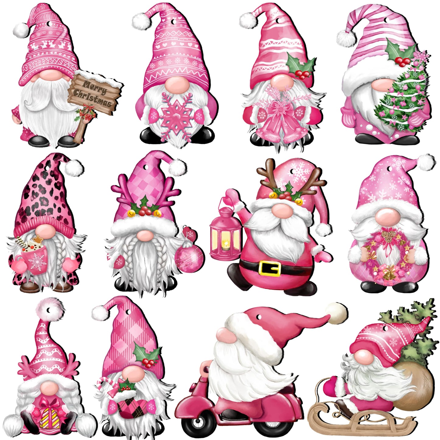 JOPHMO Christmas Wooden Hanging Ornaments, Wood Hanging Decor for Christmas Tree Decoration Gnome Santa Doll Wooden Hanging Craft Gnome Elf Party Supplies (Xmas-Gnomes-D)