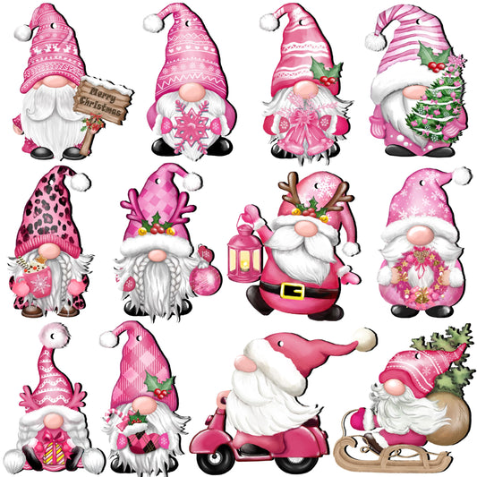 JOPHMO Christmas Wooden Hanging Ornaments, Wood Hanging Decor for Christmas Tree Decoration Gnome Santa Doll Wooden Hanging Craft Gnome Elf Party Supplies (Xmas-Gnomes-D)