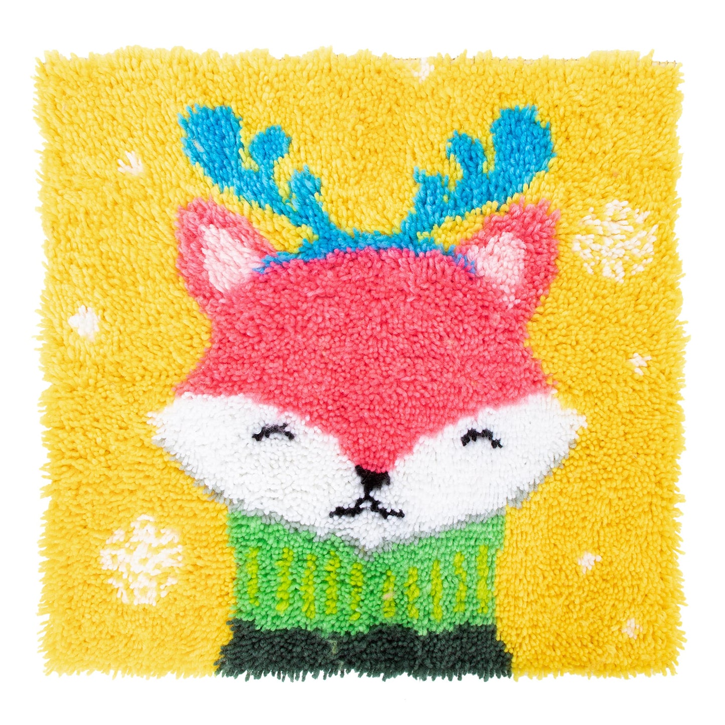 17" X 17" Fox Latch Hook Kits Rug Making Kits DIY Crochet Yarn Crafts for Kids or Adults with Printed Canvas Pattern